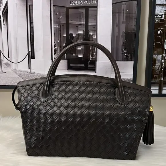 BALLY HandBag Leather Brown Gold Authentic - Picture 7 of 13